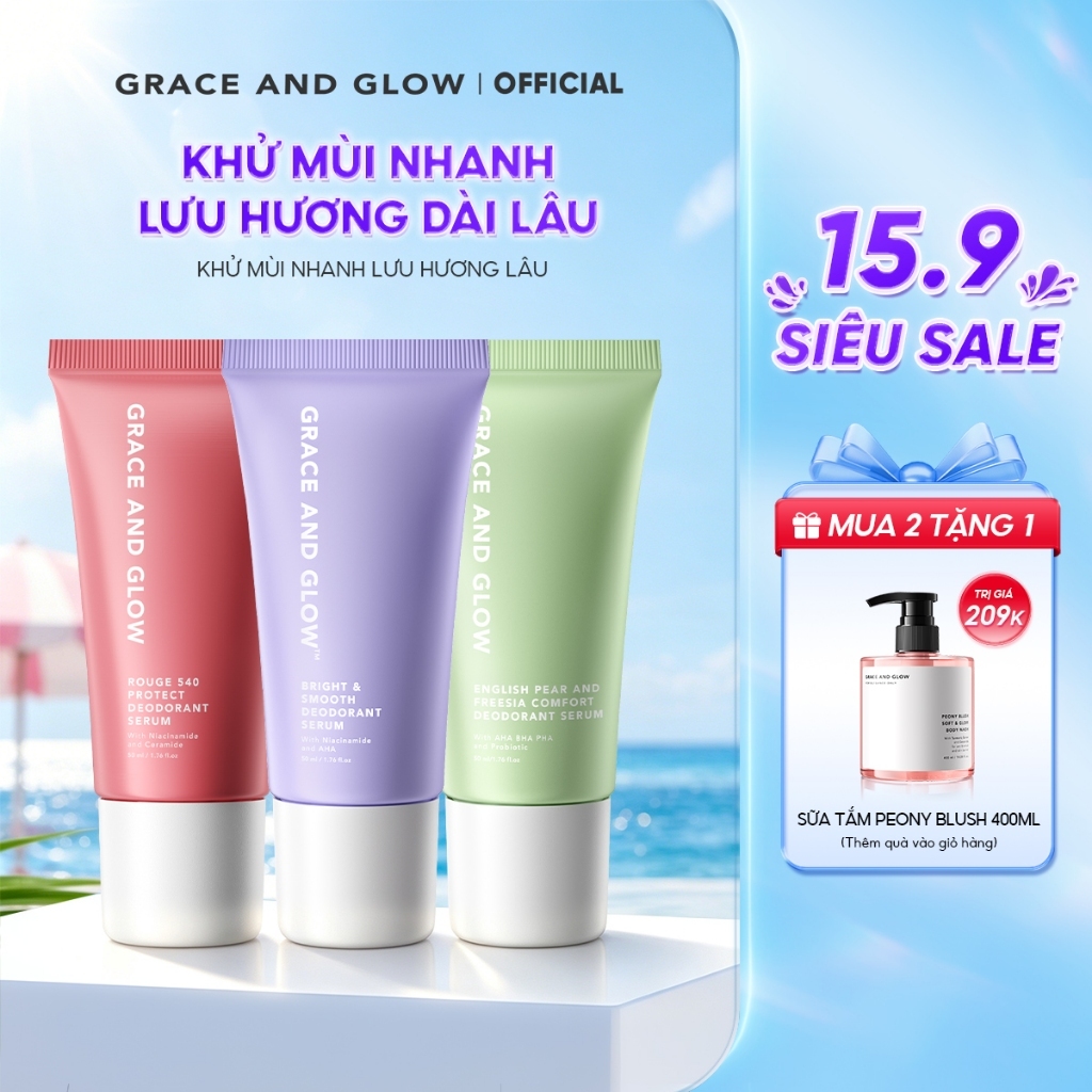 Lăn khử mùi Grace and Glow Black Opium Smooth Deodorant Serum Lăn Nách Sáng Da Ngăn Mồ Hôi với Niacinamide AHA 50ml