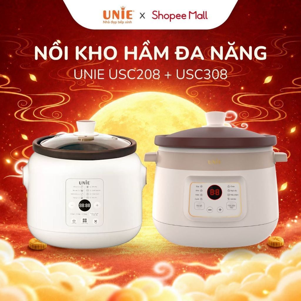[FS] Nồi kho hầm chậm chuyên dụng UNIE , Dung tích 2L, 3L, Đa chức năng kho hầm, Lòng nồi gốm cao cấp, bảo hành 12 tháng