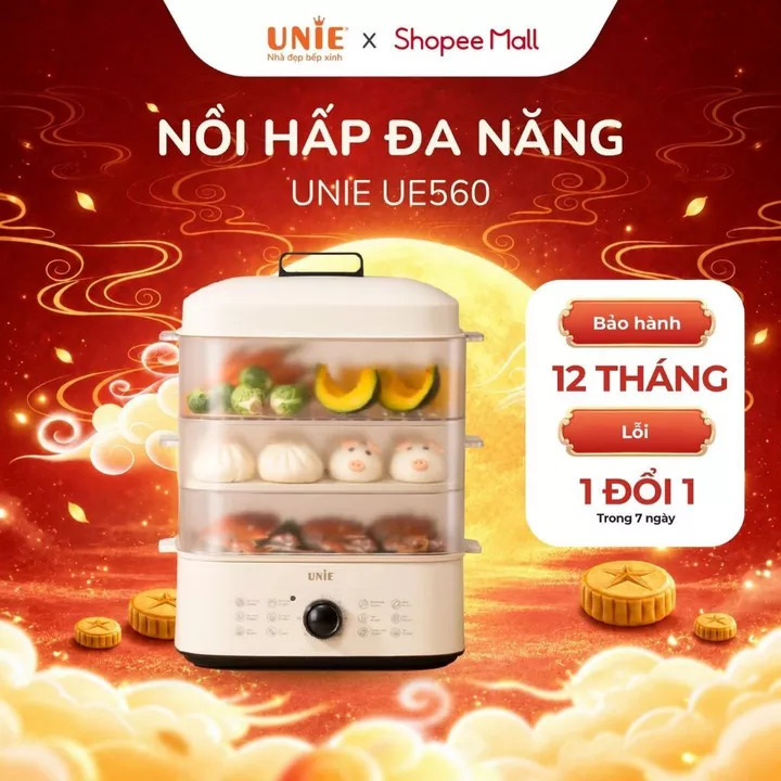 [FS] Nồi hấp 3 tầng UNIE UE560 - 18l,công suất 850w,12 tính năng siêu tiện lợi, thiết kế trang nhã cao cấp,dễ vệ sinh