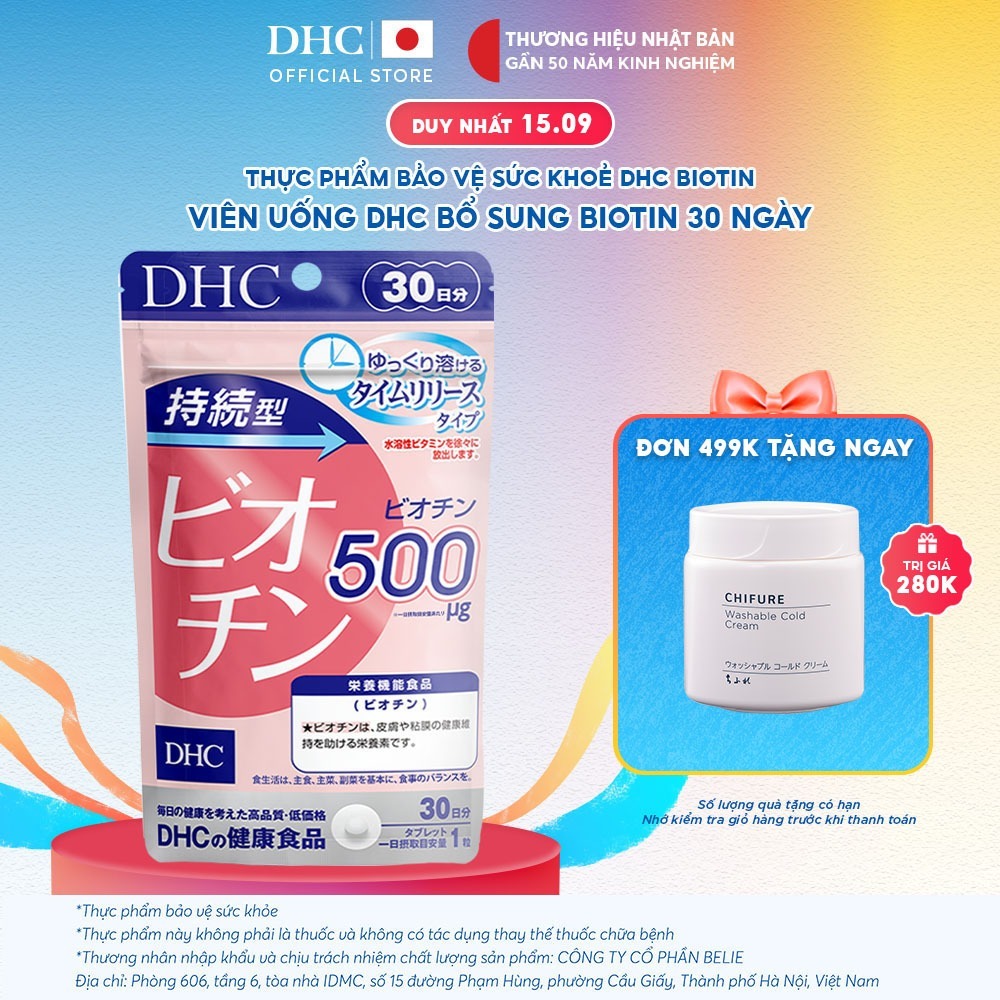 Viên uống DHC Biotin (30 Ngày) - Thực phẩm bảo vệ sức khoẻ DHC Sustained Release Biotin