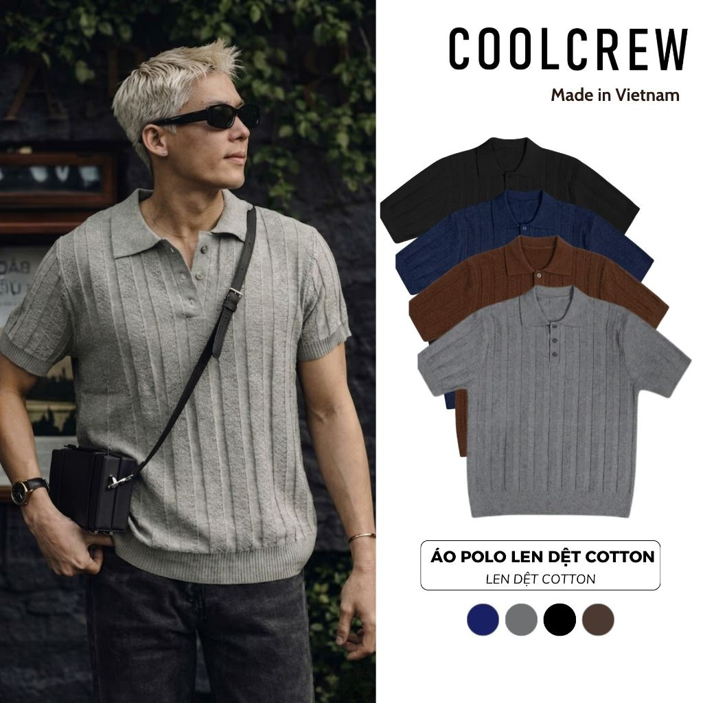 Áo Polo Ngắn Tay Len Dệt Kim Cotton 𝐂𝐎𝐎𝐋𝐂𝐑𝐄𝐖 Form Regular Fit Phong Cách Trẻ Trung Hàn Quốc ALC01 ALN058