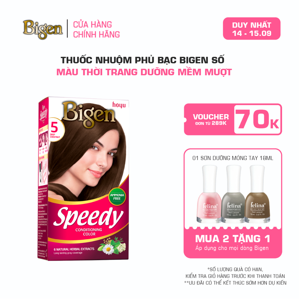 Thuốc Nhuộm Tóc Phủ Bạc Tại Nhà Bigen Số - Phủ Bạc Thảo Dược, Màu Thời Trang 80ml