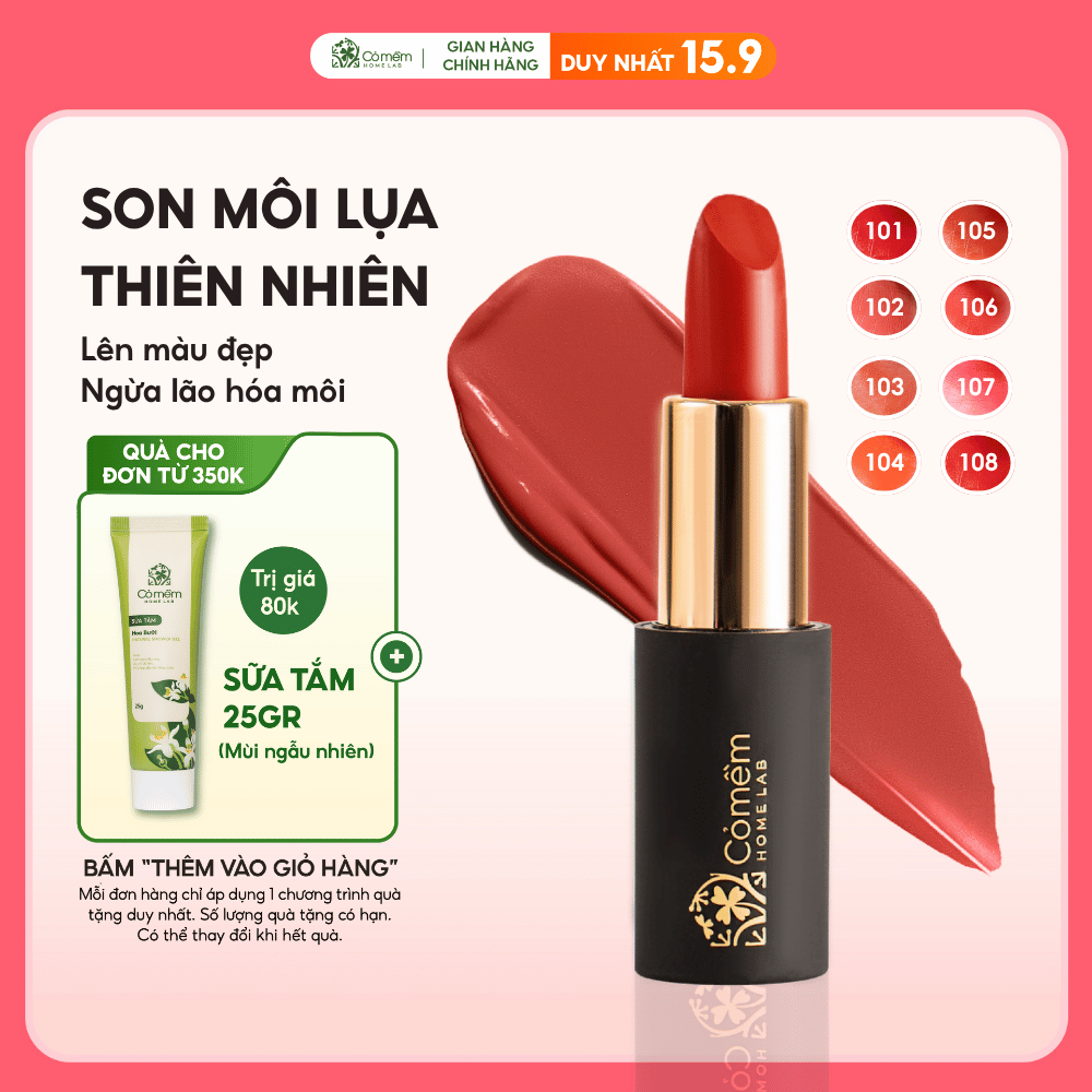 Son Môi Lụa Thành Phần Thiên Nhiên Bảng Màu Đẹp Đa Dạng Cỏ Mềm 4g