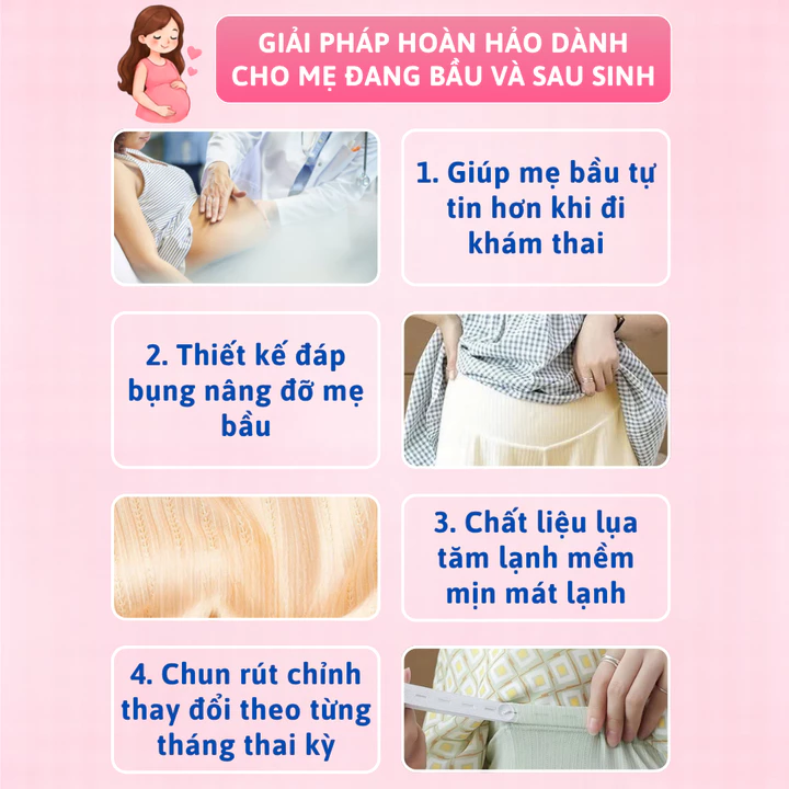 Quần Đùi Bầu LYSAVA Mặc Trong Váy Kín Đáo Chất Vải Lụa Tăm Mềm Mịn - Quần Short Bầu Mặc Nhà Mặc Ngủ Cho Mẹ Bầu, QD2