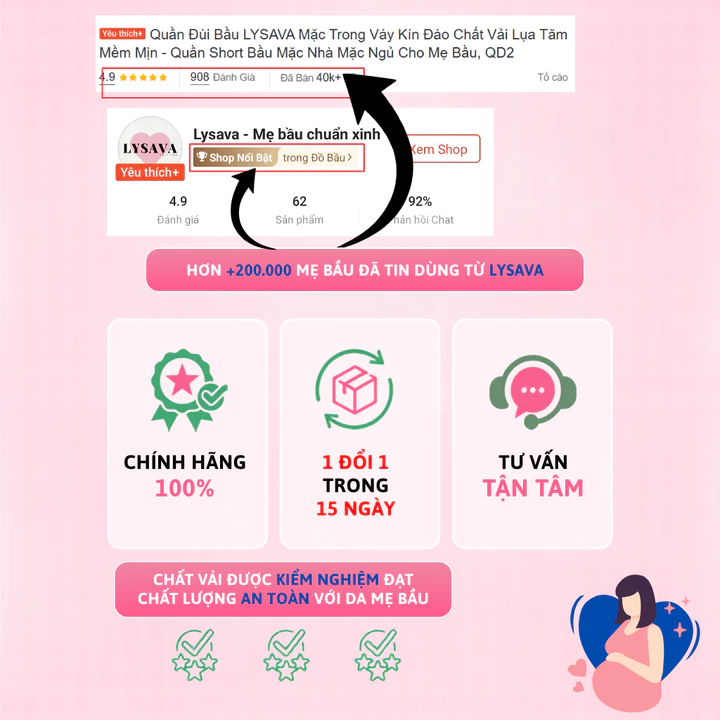 Quần Đùi Bầu LYSAVA Mặc Trong Váy Kín Đáo Chất Vải Lụa Tăm Mềm Mịn - Quần Short Bầu Mặc Nhà Mặc Ngủ Cho Mẹ Bầu, QD2