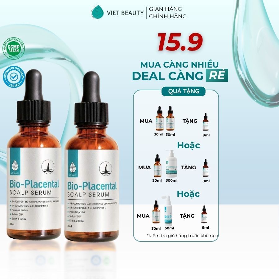 [NEW] Combo 2 Chai BIO-PLACENTAL Serum 30ml Dưỡng Chân Tóc & Da Đầu, Hỗ Trợ Chăm Sóc Tóc