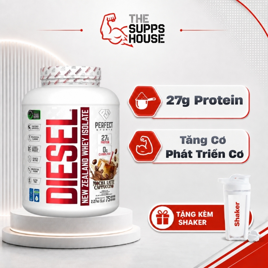 Bột tăng cơ Perfect Sports Diesel 100% New Zeland Whey Protein Isolate hấp thụ nhanh, hạn chế nóng trong nổi mụn