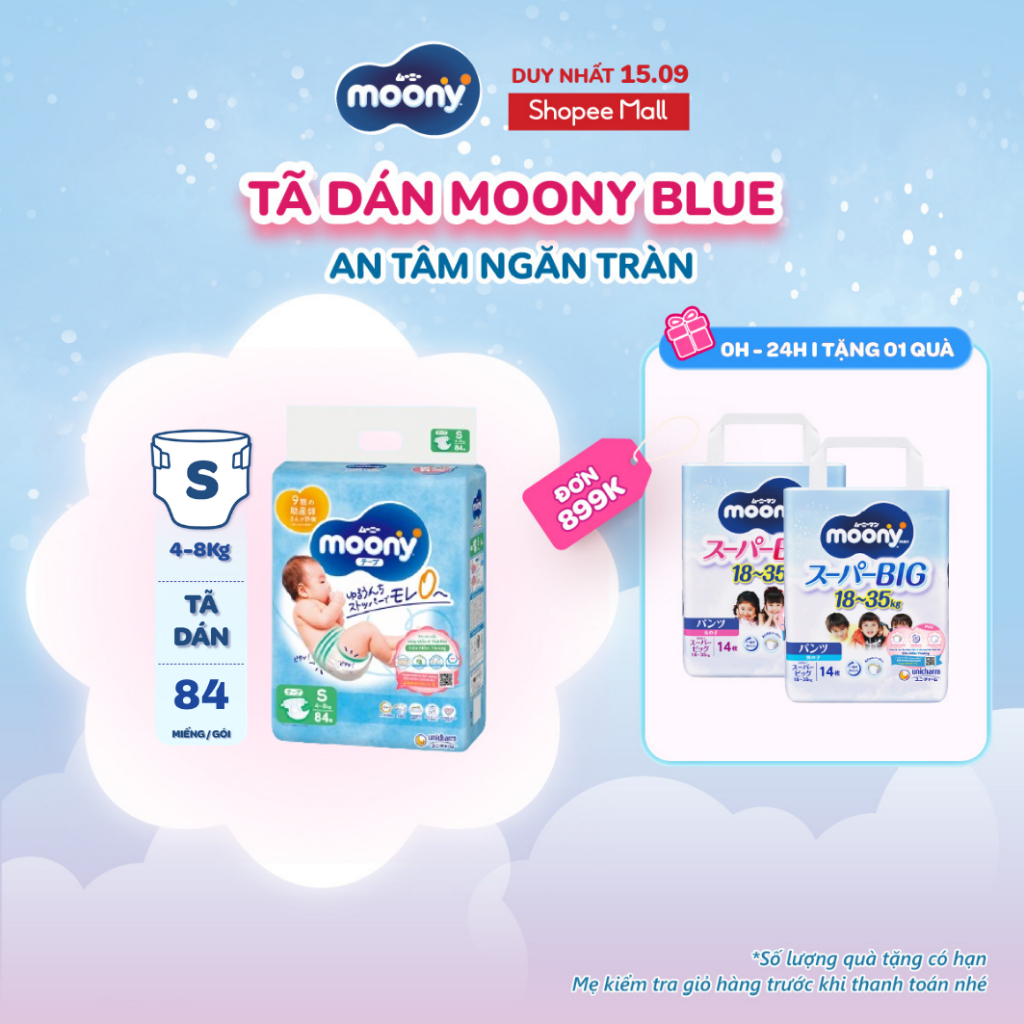 Tã dán cao cấp Moony NB/S/M/L - Nhập khẩu từ Nhật Bản