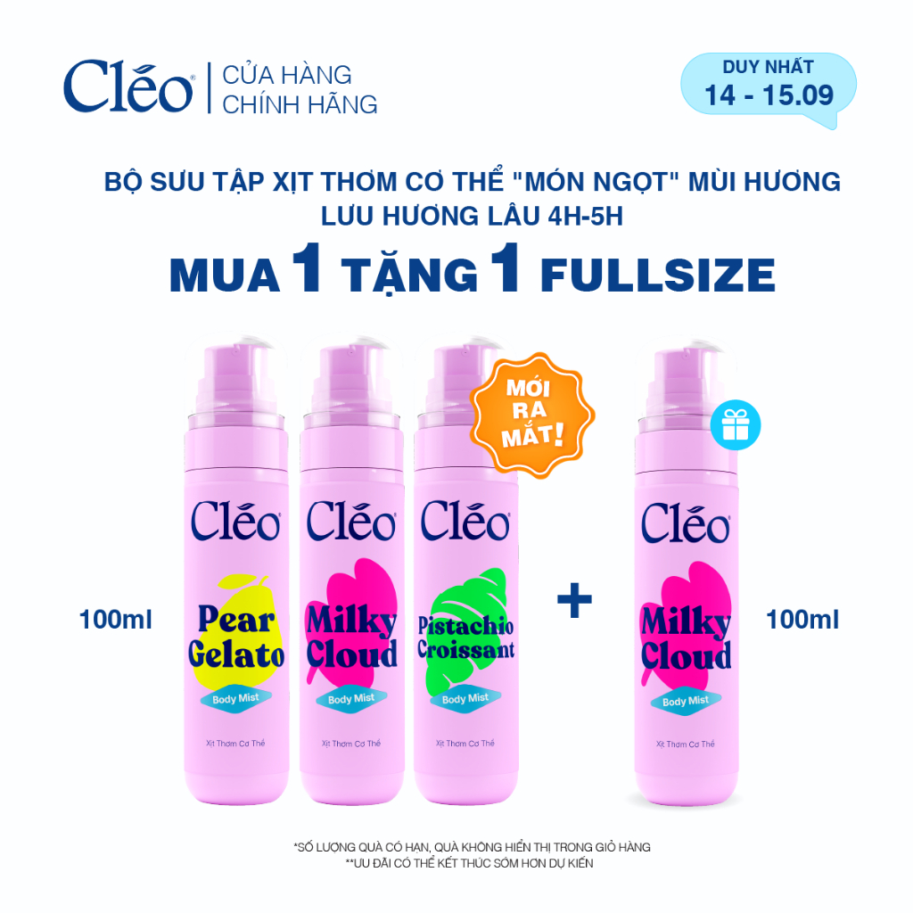 [QÙA TẶNG 313K] Xịt Thơm Toàn Thân Body Mist Cleo 100ml