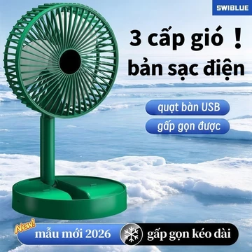 SWIBLUE quạt gấp gọn kéo dài 3 cấp gió vừa để bàn vừa cầm tay sạc USB nhỏ gọn gió mạnh ký túc xá cắm trại