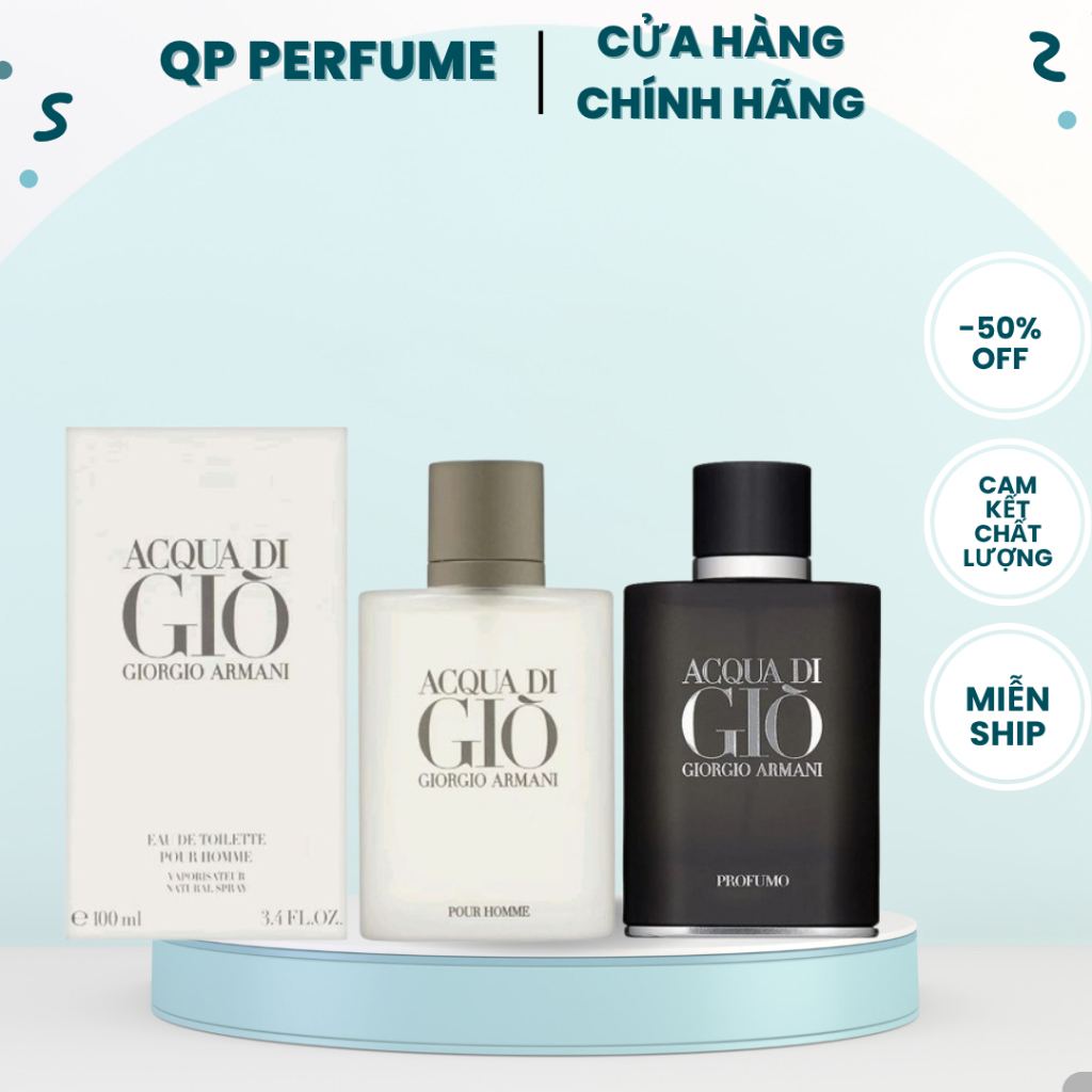 [ Chính Hãng ] Nước hoa Nam Aqua Di Giò Trắng - Giò Đen Trẻ Trung, Tươi Mát - 100ml Full Box