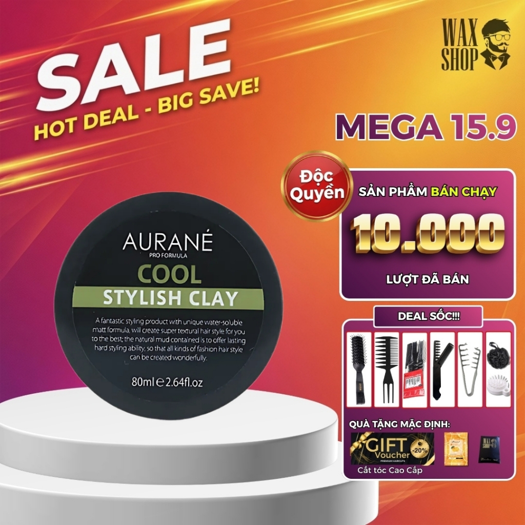 Sáp Vuốt Tóc Nam Aurane Cool Stylish Clay Chính Hãng - Bảo Hành 180 Ngày - Kèm Quà Tặng - Waxshop