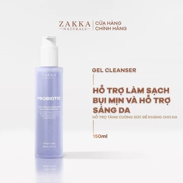 Gel Rửa Mặt Probiotic Anti-Pollution Radiance Amino Gel Zakka Naturals Giúp Làm Sạch Bụi Mịn và Hỗ Trợ Sáng Da 150ml
