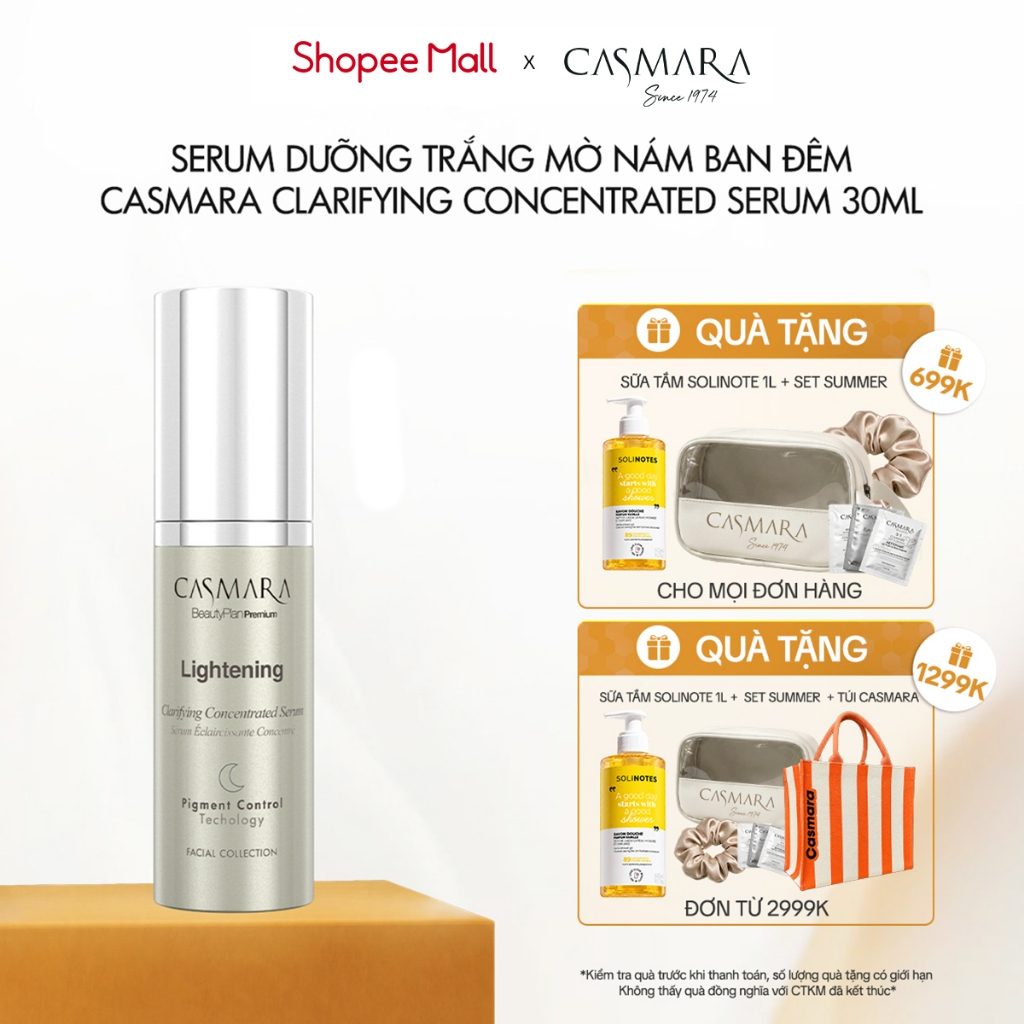 Serum dưỡng trắng ban đêm Casmara Clarifying Concentrated Serum mờ nám đều màu da 30ml