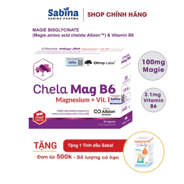 Chela Mag B6 – Magie Bisglycinate Chelate Albion - Thực phẩm bảo vệ sức khỏe bổ sung Magie và Vitamin B6-Olimp Labs 19,4