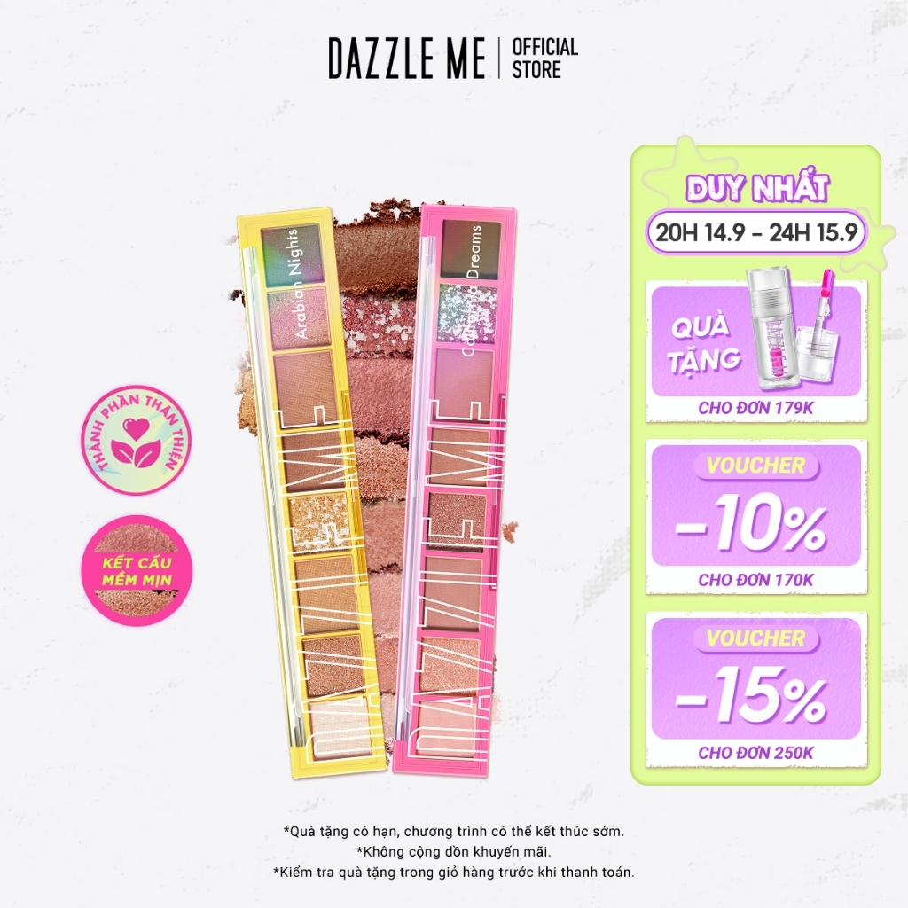 Bảng phấn mắt tám màu DAZZLE ME  Độ Lên Màu Cao Nhũ Ánh Kim Lâu Trôi Chống Thấm Nước  Eyeshadow