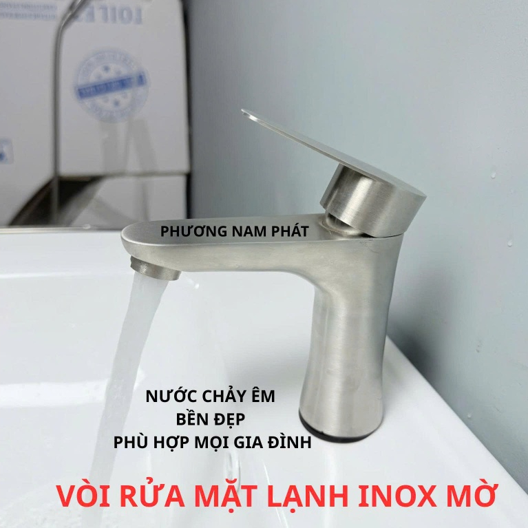 Vòi rửa mặt Lavabo Lạnh inox N6000 N6123 vòi đặt trên mặt lavabo nước mạnh