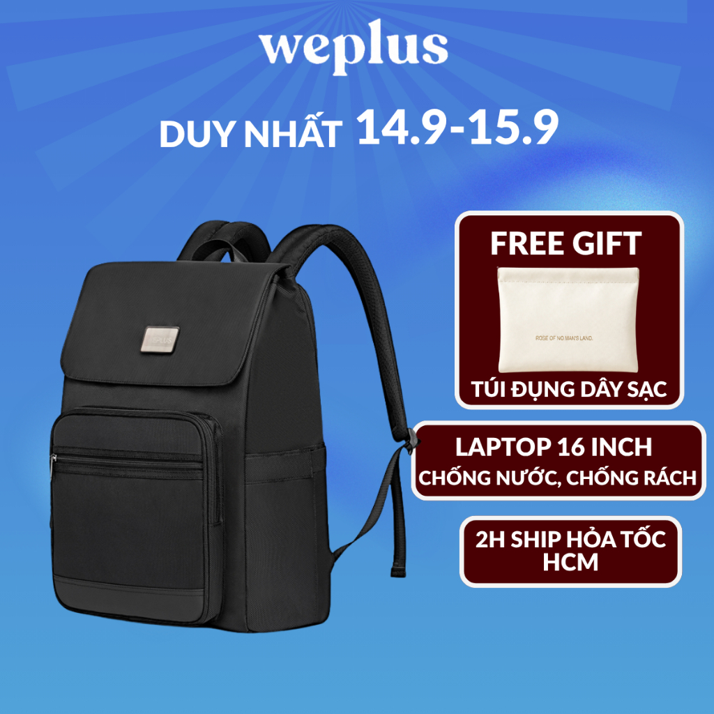 Balo Nam Weplus Vải 1680D Cao Cấp Có Ngăn Đựng Laptop 16inch Phù Hợp Đi Lại Ngắn Ngày WPB2056