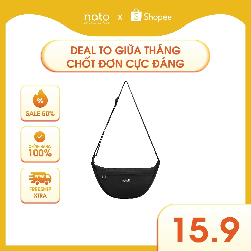 Túi đeo chéo nữ hình bán nguyệt Natoli nhiều ngăn chống nước dễ thương Soft Touch Crossbag T26