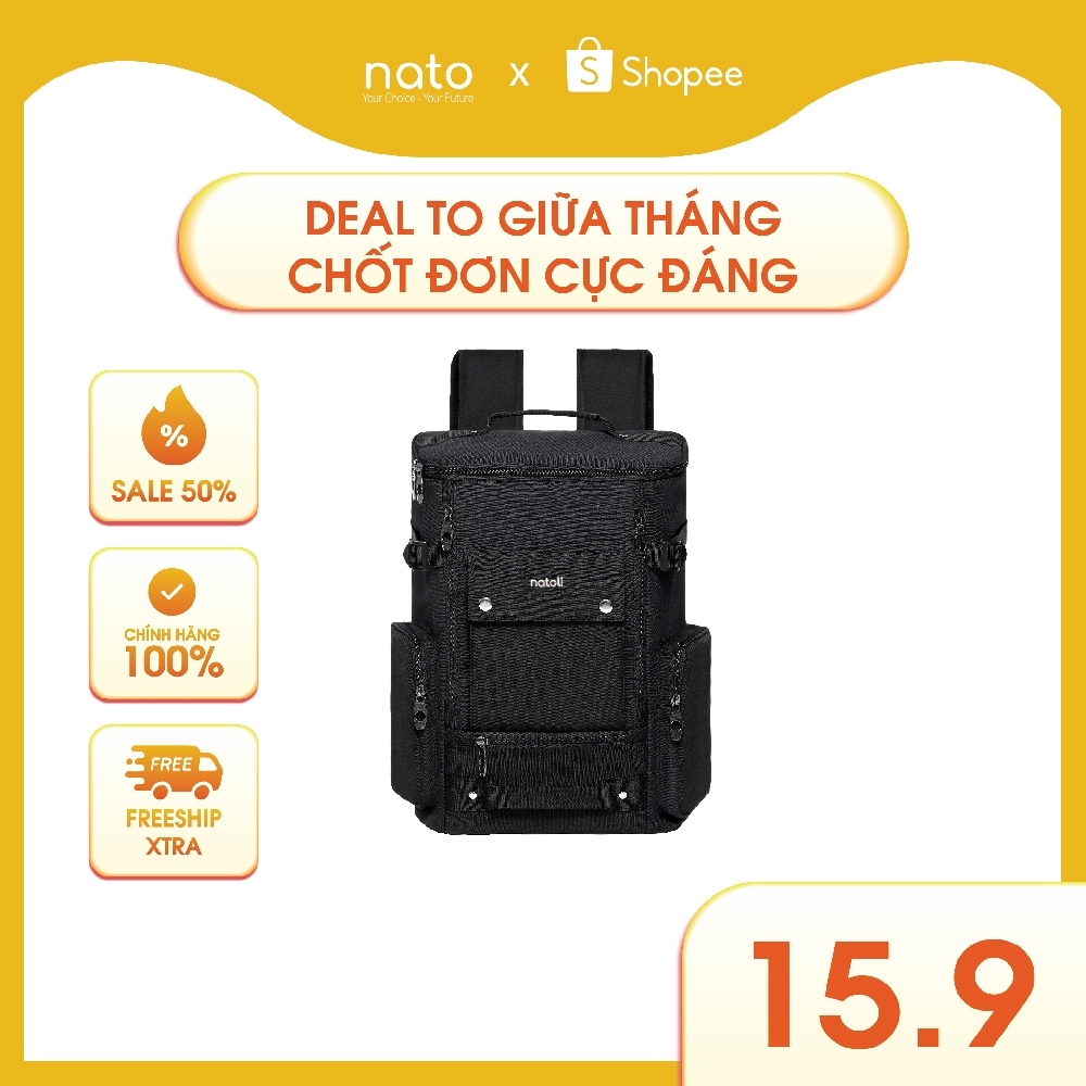 Balo nam vải oxford Natoli đi học to, nhiều ngăn, chống gù, chống nước Balo CORE BACKPACK B9