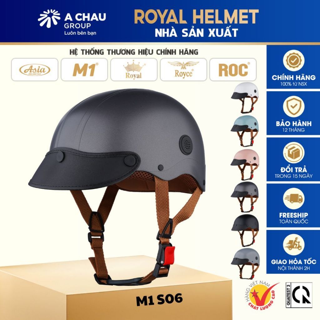 [Độc Quyền] Mũ Bảo Hiểm Nửa Đầu M1 S06 Chính Hãng, Lưỡi Trai, Vỏ ABS Đạt Chuẩn, Bảo Hành 12 Tháng