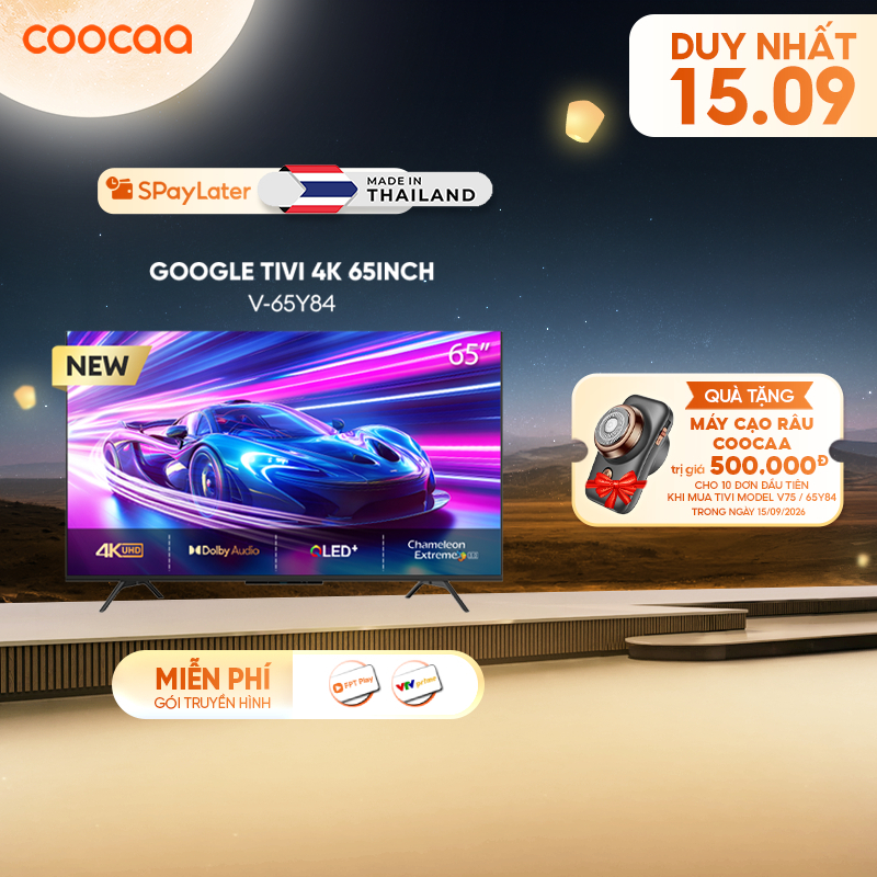 [Miễn phí lắp đặt HN-HCM] Google Tivi Coocaa 4K 65 Inch - Model 65Y84