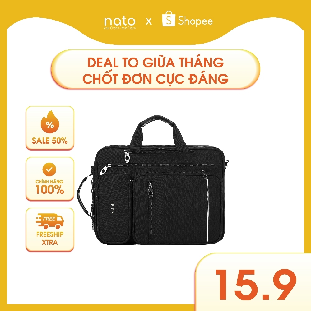Cặp sách nam nữ Natoli nhiều ngăn, chống nước cấp 2 cấp 3 đi học Balo Đa năng - Classic Multifunctional Backpack B17