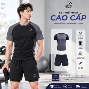 [VOUCHER 30K] Bộ Quần Áo Thể Thao Nam GOVRI, Áo Form Ôm Nhẹ Tôn Dáng, Quần Short 2 Lớp, Co Giãn 4 Chiều AN002/Q2L001