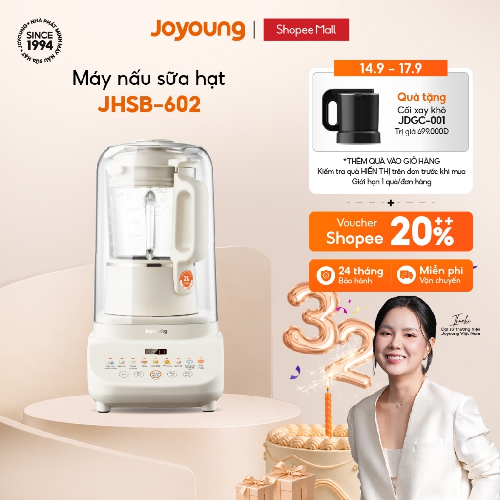 Máy nấu sữa hạt Joyoung JHSB-602 | Công suất 1000W | 12 chức năng