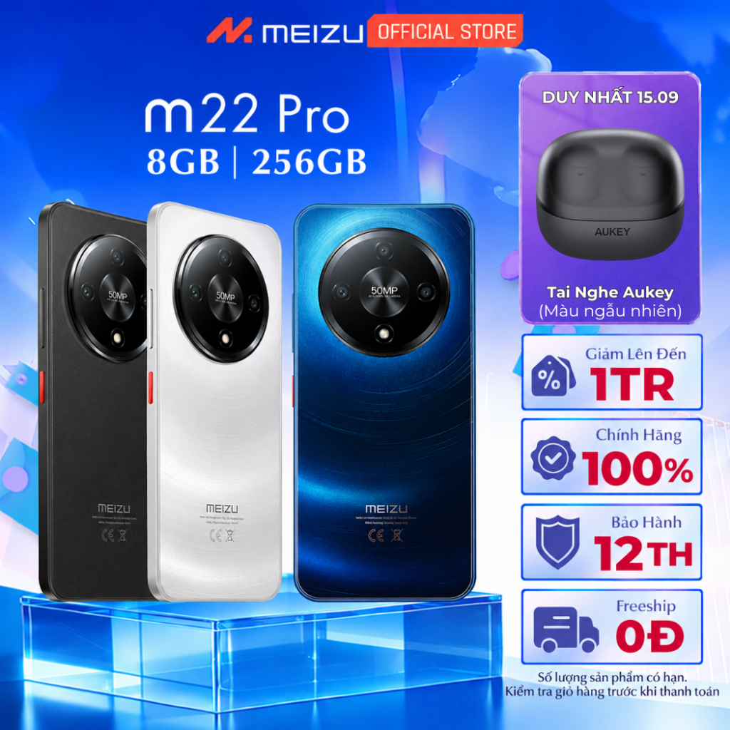 Điện Thoại Meizu M22 Pro NFC (8GB+8GB mở rộng tối đa)/256GB l Mediatek Helio G81 lMàn Hình 6.79" HD+ 120Hz l Pin 5000mAh