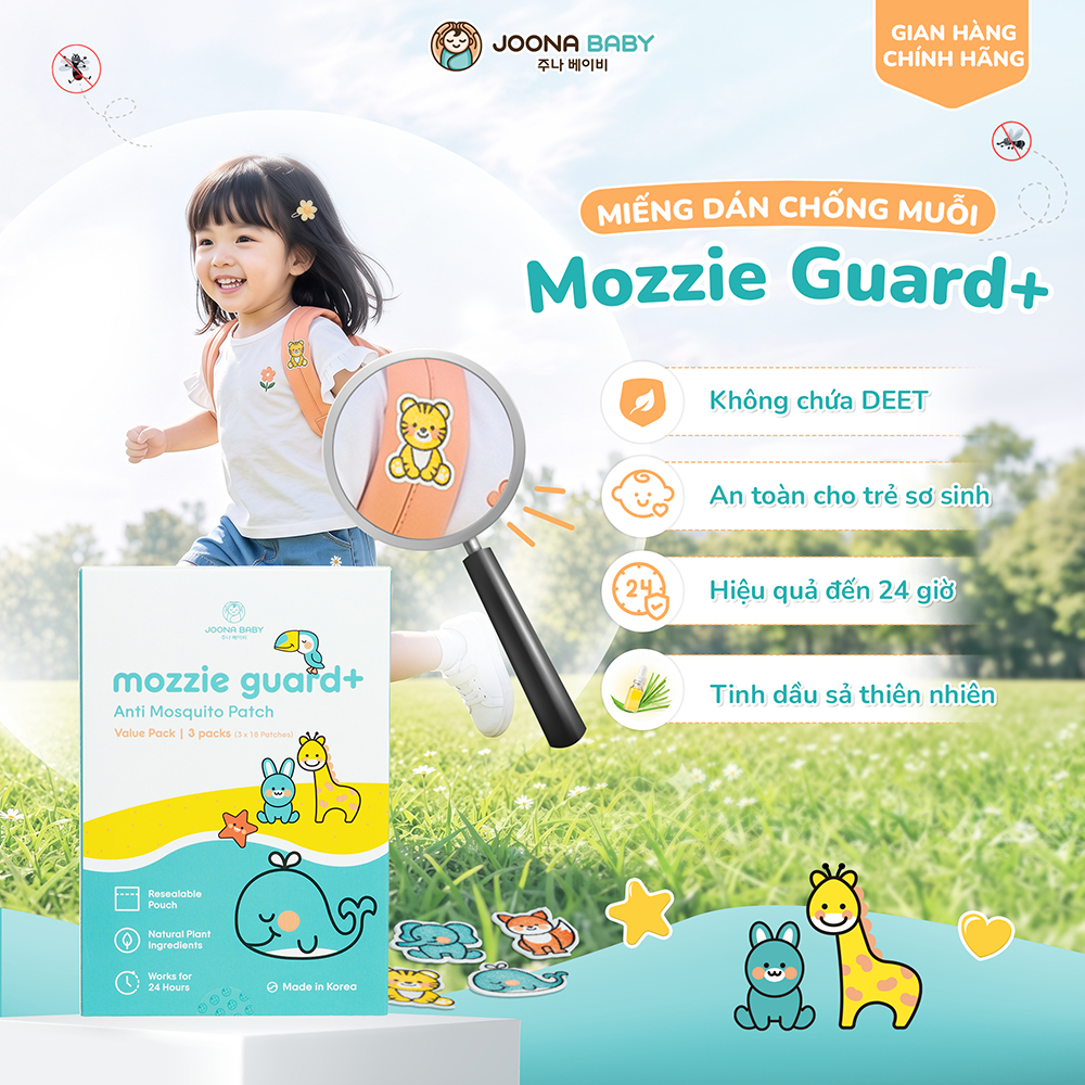Hộp 54 miếng dán chống muỗi cho bé nhờ mùi hương tinh dầu sả tự nhiên an toàn cho bé - JOONA BABY