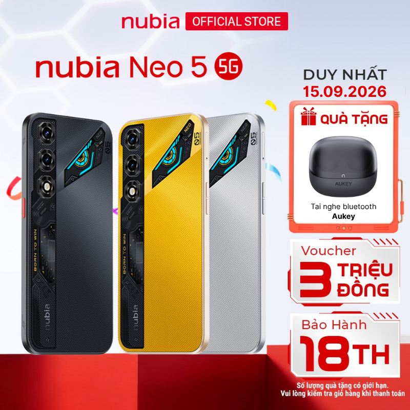 Điện thoại Gaming Nubia Neo 3 & Neo 5 5G - 2 công nghệ tản nhiệt I Pin kép 6050 mAh I Gaming trigger I 6.8" FHD 120Hz