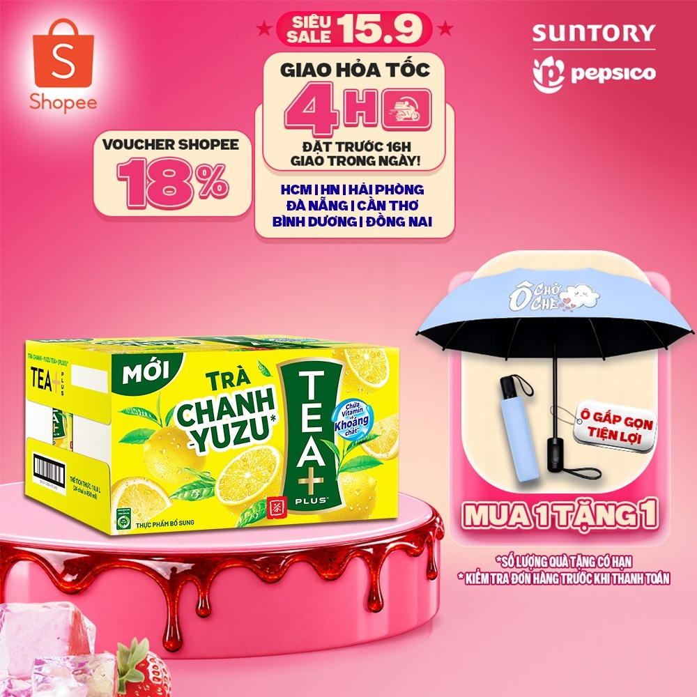 [MỚI-GIÁ DÙNG THỬ] Thùng 24 Chai Trà Ô long Tea+ Vị Chanh Yuzu (450 ml/chai)