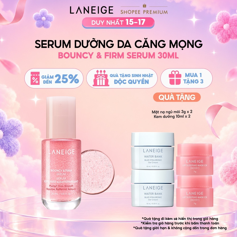 [Siêu phẩm 2025] Serum tăng cường collagen, làm mờ dấu hiệu lão hóa, giúp da căng sáng Laneige Bouncy & Firm Serum 30ml