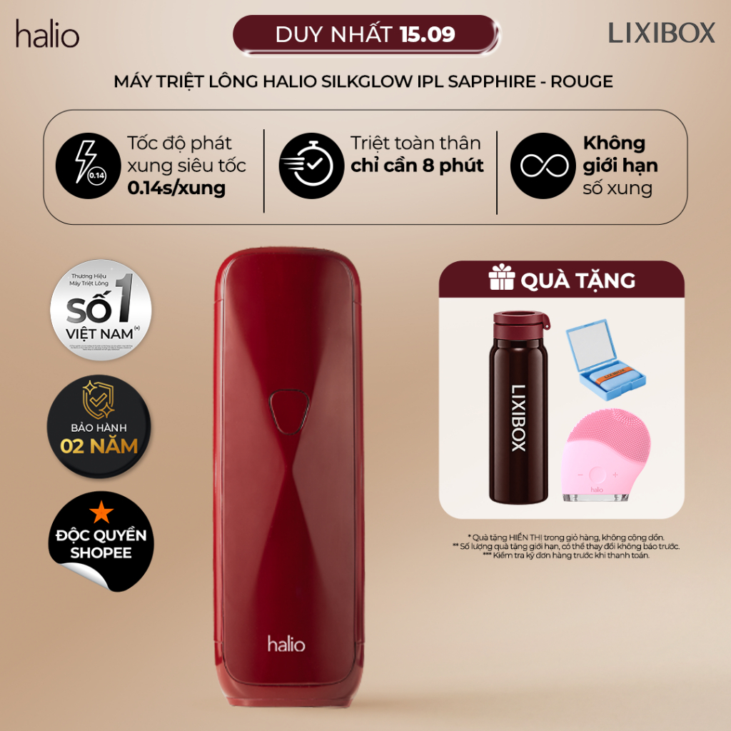 [SPLIVE - PHIÊN BẢN ĐỘC QUYỀN] Máy Triệt Lông Halio SilkGlow IPL Sapphire Cooling Hair Removal Device - Rouge