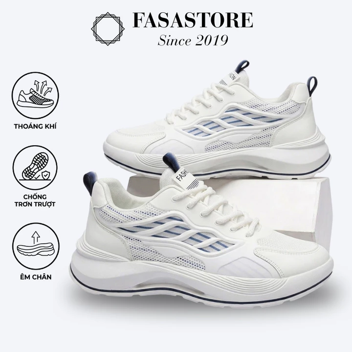 Giày Thể Thao Nam FASASTORE Đế Cao Su Dày Êm Chân Chống Trơn Thoáng Khí Đi Làm Đi Chơi