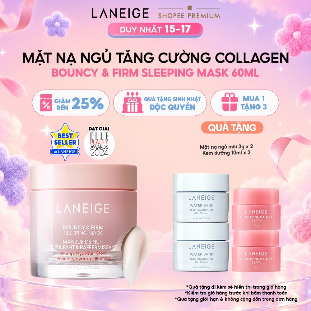 Mặt Nạ Ngủ Laneige Bouncy & Firm Sleeping Mask 60ml tăng cường collagen và làm săn chắc