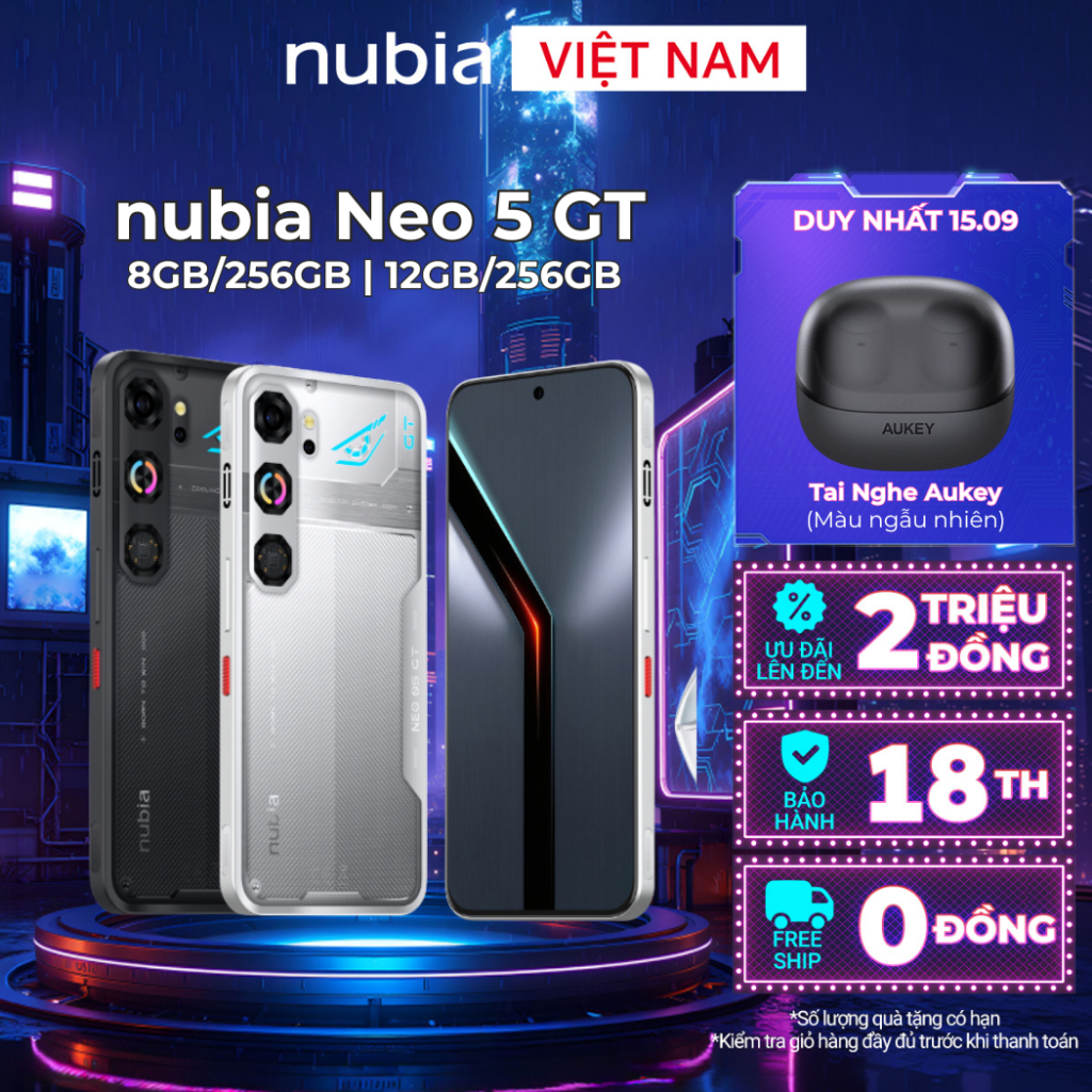 [GIÁ ƯU ĐÃI THÁNG 9] Điện thoại gaming Nubia Neo 5 GT I Chip Mediatek D7400 I Màn AMOLED 144Hz I 3 Công Nghệ Tản Nhiệt