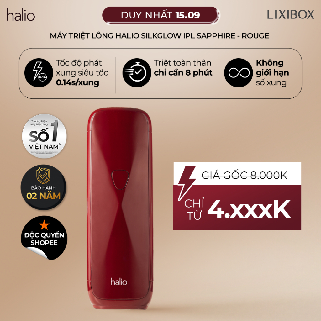 [PHIÊN BẢN ĐỘC QUYỀN] Máy Triệt Lông Halio SilkGlow IPL Sapphire Cooling Hair Removal Device - Rouge