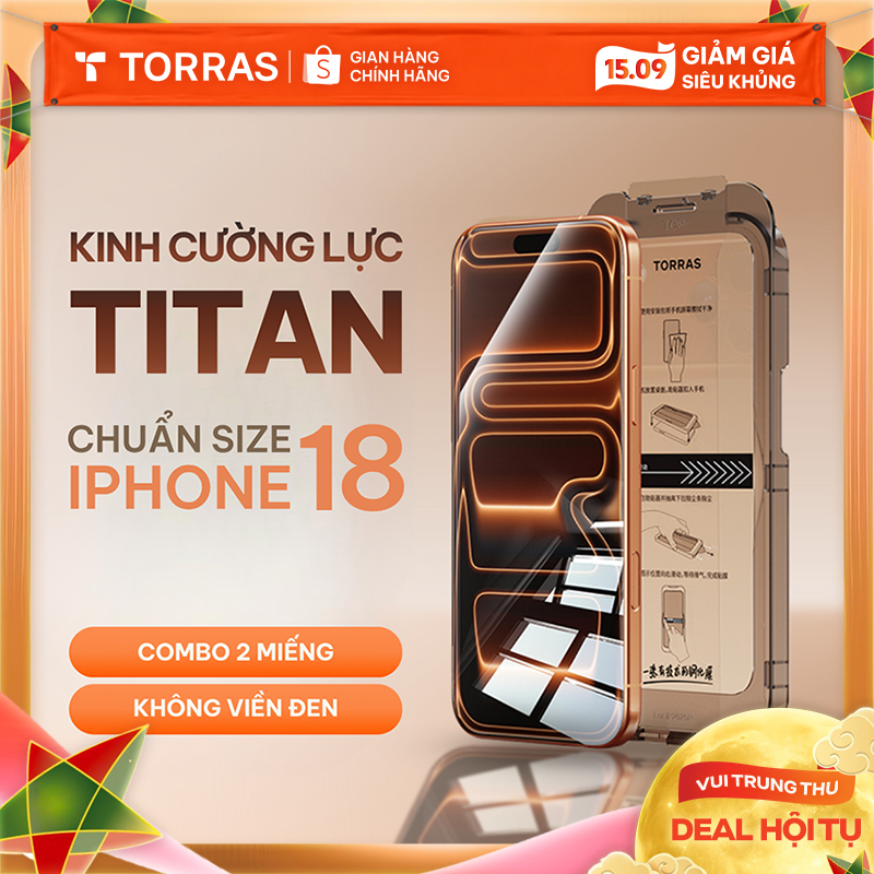 [Không Viền Đen] TORRAS Kính Cường Lực 2 Miếng Tự Dán Không Viền Đen Chống Vân Tay Cho Điện Thoại Di Động