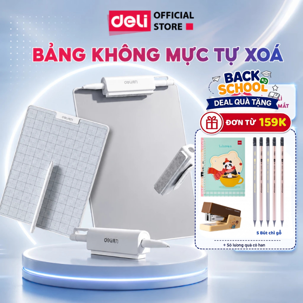 [🔥25/9 DEAL SỐC] Bảng Viết Tự Xóa Không Mực Deli Có Từ Tính, Bảng Trơn, Ô Ly Kèm Bút Phù Hợp Viết Note, Học Tập