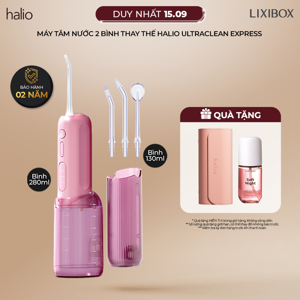 Máy Tăm Nước 2 Bình Thay Thế Halio UltraClean Express Hydro Floss - Kèm Túi Da