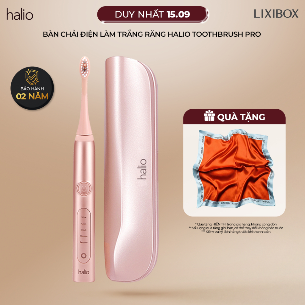 Bàn Chải Điện Làm Trắng Răng Halio Sonic Whitening Electric Toothbrush PRO Kèm Hộp Đựng