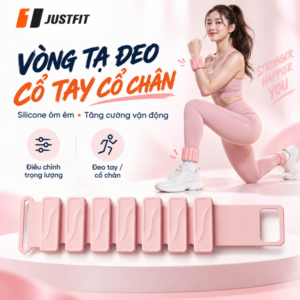 Vòng Tạ Cổ Tay Cổ Chân JUSTFIT Silicone Tháo Lắp Khối Tạ Tập Yoga Pilates Gym Chạy Bộ