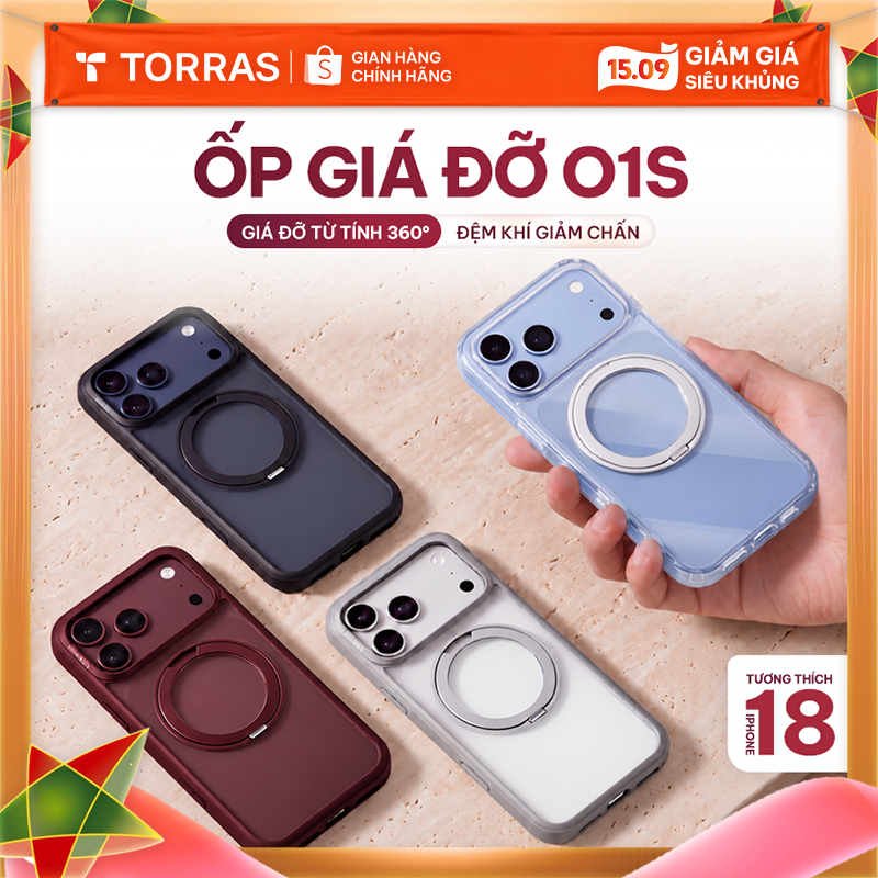 Ốp Lưng TORRAS O1S Từ Tính 360° Xoay,Bảo Vệ Camera, Hỗ Trợ Sạc Magnetic, Cho lP 17/16/15/Pro Max