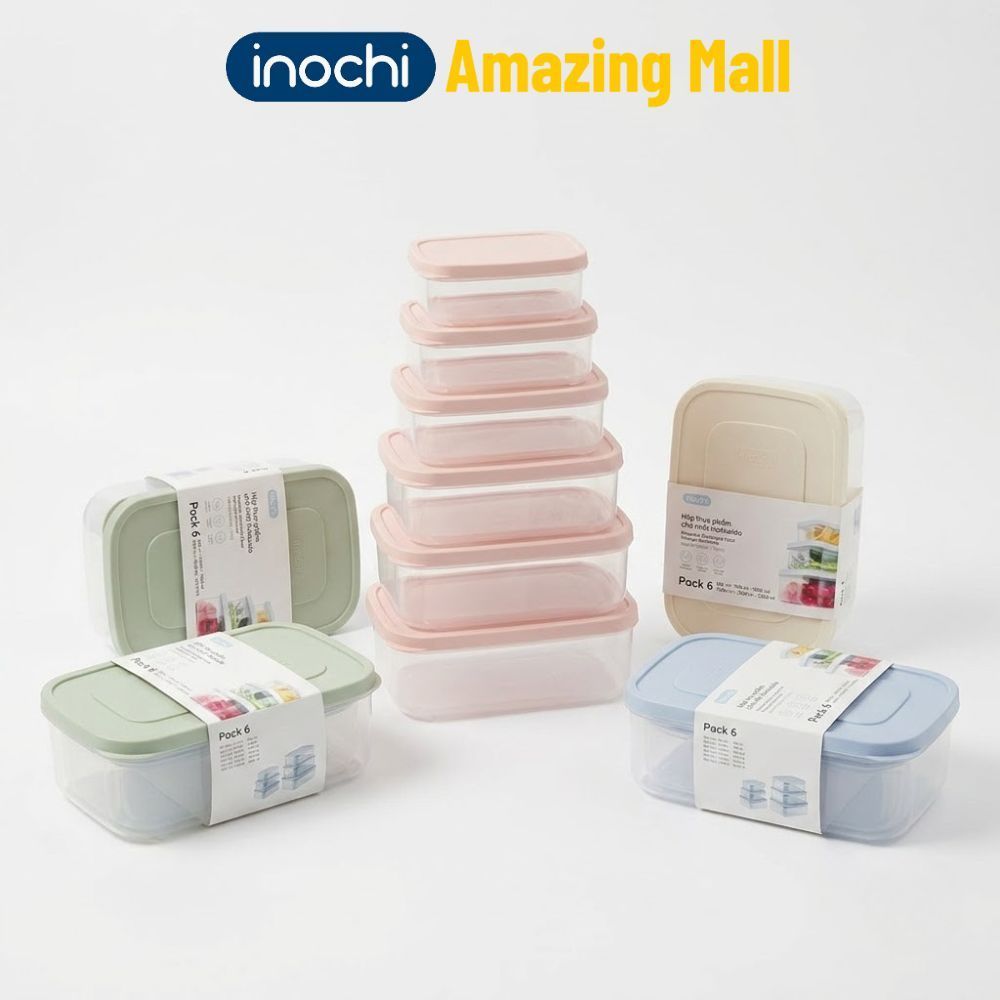 Bộ 6 hộp thực phẩm Inochi Hokkaido nhựa PP, kháng khuẩn, không chứa BPA, không mùi an toàn thực phẩm Inochi Amazing Mall