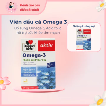 Viên uống dầu cá Omega 3 Doppelherz Bổ sung Omega 3, Acid Folic hỗ trợ sữc khỏe tim mạch - Mẹ Rofi