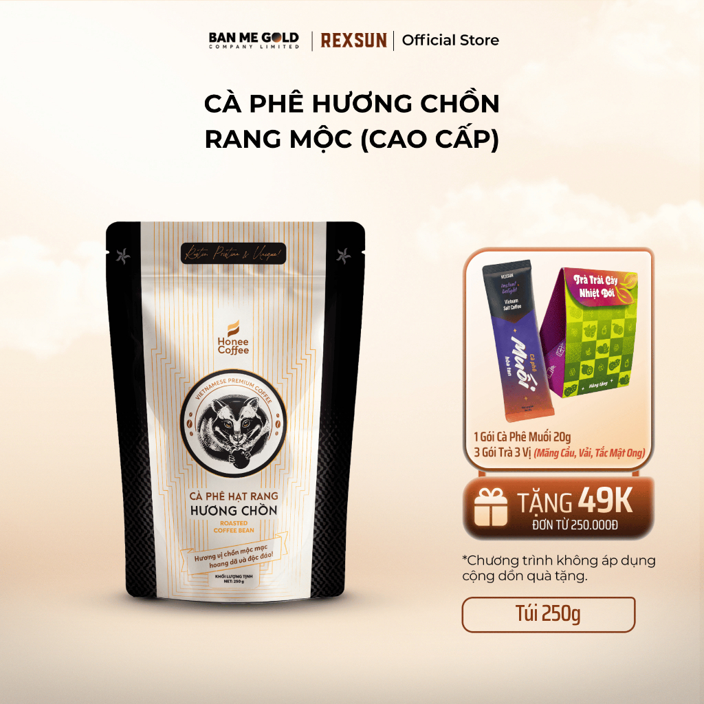 Cà phê hương chồn (bạc) - cafe rang xay nguyên chất - túi 250g - cà phê chồn - chính hãng Ban Me Gold