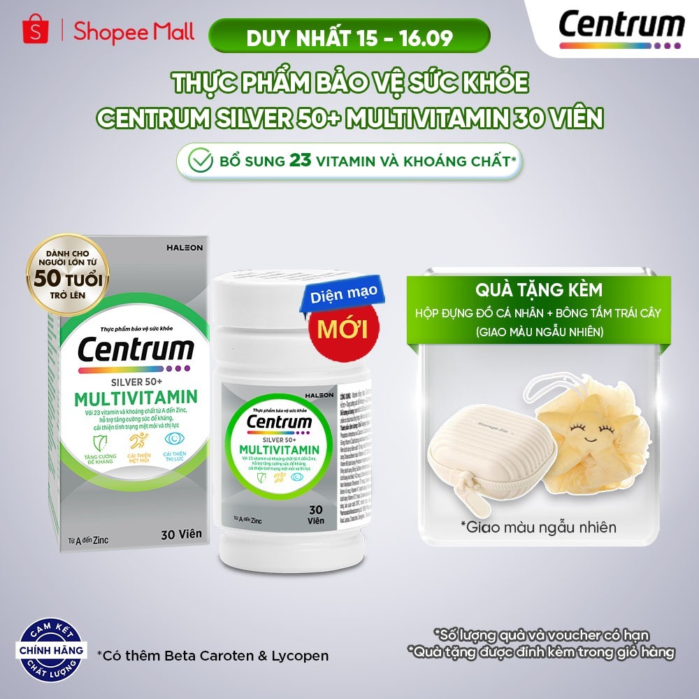 Thực phẩm bảo vệ sức khỏe CENTRUM SILVER 50+ MULTIVITAMIN cho NGƯỜI LỚN TỪ 50 TUỔI – 30 Viên