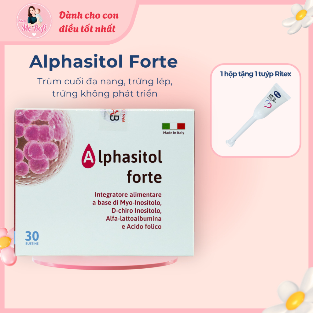 Alphasitol Forte trùm cuối đa nang bổ trứng hộp 30 gói hỗ trợ sức khoẻ sinh sản - Mẹ Rofi